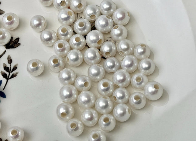 One Piece 6.5-7mm AAAAA Natural White Perfect Round Freshwater Edison Pearl Large Hole Super High Luster Beads #P3755