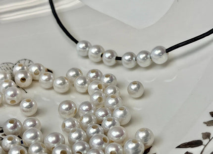 One Piece 6.5-7mm AAAAA Natural White Perfect Round Freshwater Edison Pearl Large Hole Super High Luster Beads #P3755