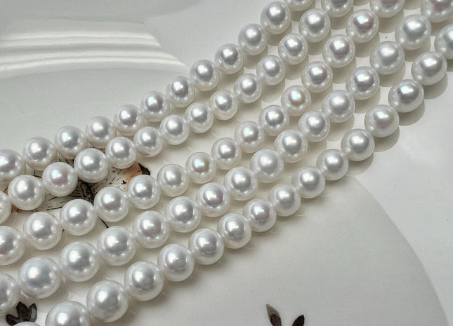 One Piece 6.5-7mm AAAAA Natural White Perfect Round Freshwater Edison Pearl Large Hole Super High Luster Beads #P3755