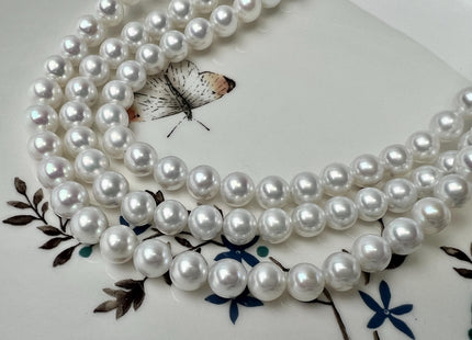 One Piece 6.5-7mm AAAAA Natural White Perfect Round Freshwater Edison Pearl Large Hole Super High Luster Beads #P3755