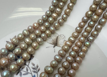 7-8 mm Beige Champagne Color Potato Freshwater Pearl 60 Beads #P3756