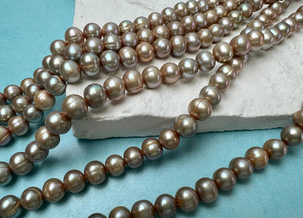 7-8 mm Beige Champagne Color Potato Freshwater Pearl 60 Beads #P3756