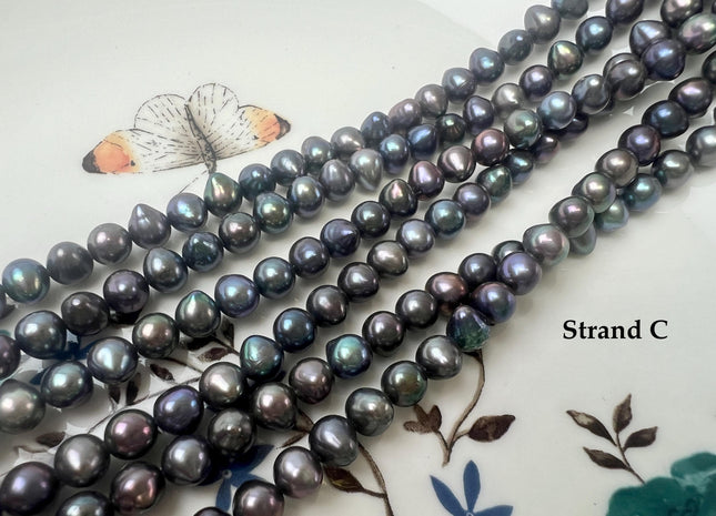 5.5-6 mm Peacock Color Potato Freshwater Pearl Beads #P3759