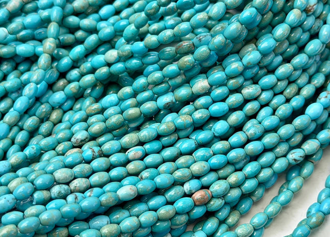 4x6 mm Smooth Barrel Shape Turquoise Beads Green Brown Color Gemstone Loose Beads #4939