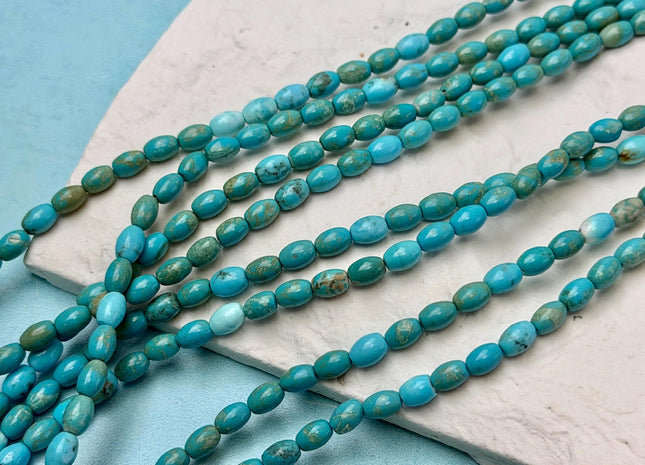 4x6 mm Smooth Barrel Shape Turquoise Beads Green Brown Color Gemstone Loose Beads #4939