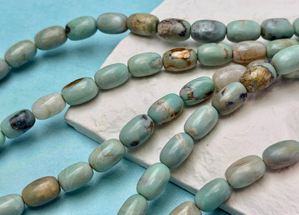 8x12mm Natural Dragon Skin Agate Gemstone Smooth Barrel Shape Blue Green Brown Color Agate Beads Large 1.0mm Hole #4940