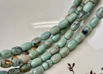 8x12mm Natural Dragon Skin Agate Gemstone Smooth Barrel Shape Blue Green Brown Color Agate Beads Large 1.0mm Hole #4940