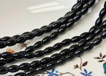 6x9 mm Large Barrel Shape Smooth Black Agate Gemstone Loose Beads 15.5 Inches Strand 42 Beads #4944