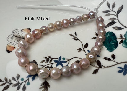 7-8 mm AA Half Strand Rare Natural Dark Purple Mauve Pink Baroque Edison Pearl Bead Large Hole 2.1mm #P3760