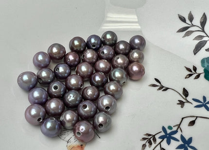 ONE Piece Rare AA 10-11 mm Dark Purple Mauve Round Edison Pearl Large Hole 2.1mm #P3761
