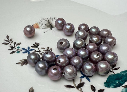 ONE Piece Rare AA 10-11 mm Dark Purple Mauve Round Edison Pearl Large Hole 2.1mm #P3761