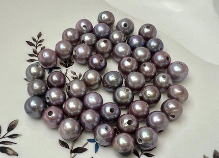 ONE Piece Rare AA 10-11 mm Dark Purple Mauve Round Edison Pearl Large Hole 2.1mm #P3761