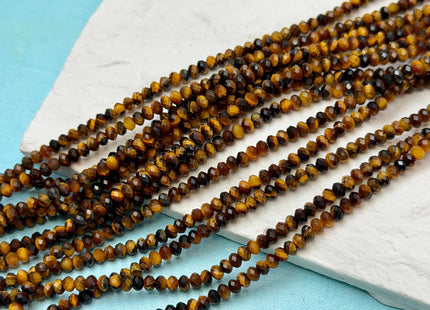 2x3mm AAA Natural Faceted Rondelle Tiger Eye Gemstone Beads 15 Inches Strand #4945