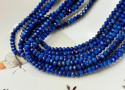 3x4mm AAA Natural Faceted Rondelle Blue Lapis Gemstone Beads 15 Inches Strand #4946