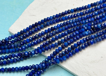3x4mm AAA Natural Faceted Rondelle Blue Lapis Gemstone Beads 15 Inches Strand #4946