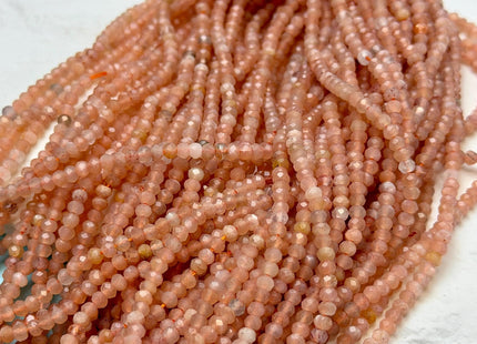 2x3mm 3x4mm AAA Natural Faceted Rondelle Orange Sun Stone Gemstone Beads 15 Inches Strand #4947