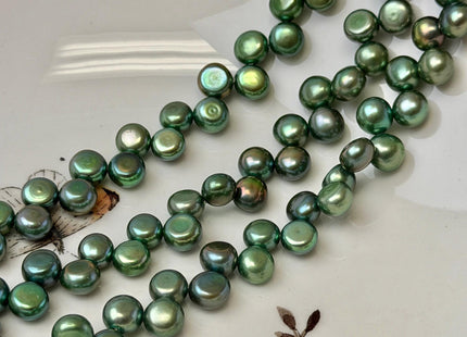 6.5-7 mm AAA Olive Green Round Button Freshwater Pearl Beads Top Drilled Button Freshwater Pearls #P3767