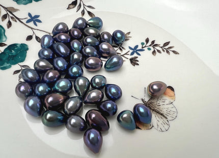 One Piece AAA 8-9x11-13 mm Quality High Luster Tear Drop/Oval Half Drilled Freshwater Pearls #1642