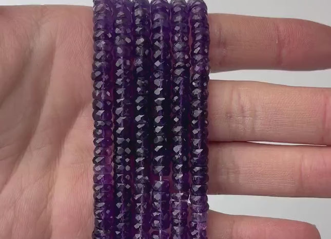 6 mm 7 mm 8 mm All Natural Shaded Purple Amethyst Faceted Rondelle Heishi Beads Top Quality Gemstone Loose Beads 8 Inches #4668