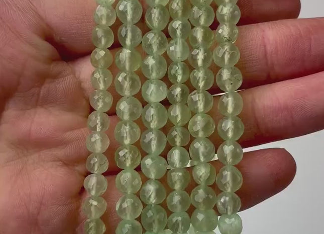 6 mm 7 mm 8 mm All Natural Green Prehnite Faceted Round Beads Top Quality Gemstone Loose Beads 5 Inches #4673