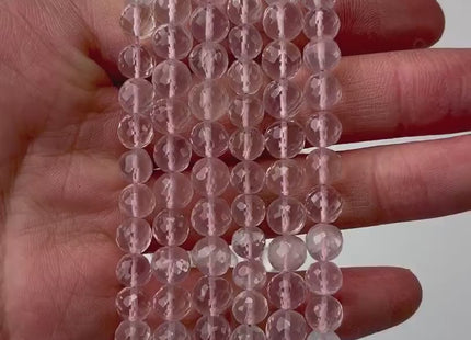 7 mm 8 mm All Natural Rose Quartz Faceted Round Beads Top Quality Gemstone Loose Beads 5 Inches #4672