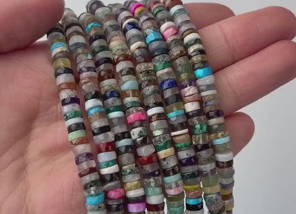 6mm 7mm All Natural Mixed Amethyst Lapis Chalcedony Emerald Green Garnet Pink Opal Faceted Rondelle Heishi Beads 16 Inches #4546