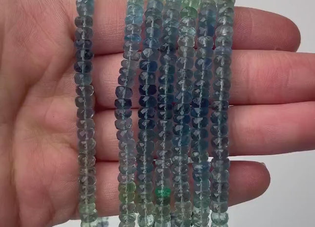 6 mm All Natural Shaded Fluorite Faceted Rondelle Heishi Beads Top Quality Gemstone Loose Beads 6.5 Inches #4667