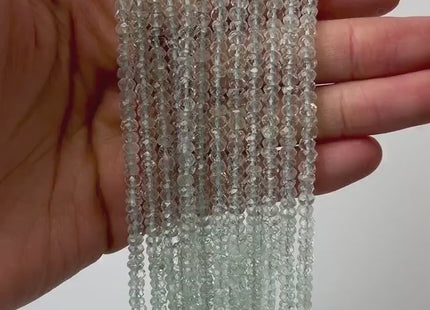 3x5-6mm Natural Gemmy Blue Aquamarine Beads Natural Blue Color Faceted Rondelle Shape 13 Inches Strand  #4602