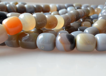 12x16-16x18 Natural Gemstone Gray Agate Beads Natural Color Smooth Drum/Tube Shape Jumbo Size Natural Agate Gemstone #2003
