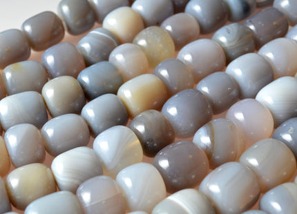 12x16-16x18 Natural Gemstone Gray Agate Beads Natural Color Smooth Drum/Tube Shape Jumbo Size Natural Agate Gemstone #2003