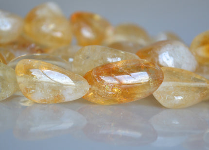 WHOLESALE 25-30 mm Jumbo Size Smooth Oval/Nugget Natural Yellow Citrine Gemstone Beads #2103