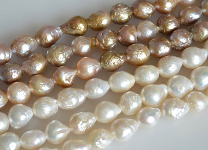 11-13mm Large Hole Natural Mauve Pink Baroque Freshwater Pearl Hole Size 2.1mm 15.5 Inches strand #761