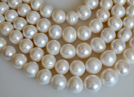 11-13 mm AA Half Strand Natural White Large Hole Freshwater Potato Pearl Beads 2.2mm Hole Natural White Pearl Beads #33