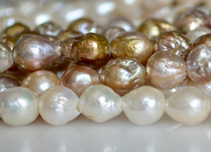 11-13mm Large Hole Natural Mauve Pink Baroque Freshwater Pearl Hole Size 2.1mm 15.5 Inches strand #761