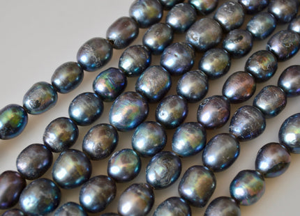 11-13 x 12-15 mm Large Hole Peacock Rice/Oval Genuine Freshwater Pearl Beads 2 mm Hole Cultured Peacock Rice Freshwater Pearl #520