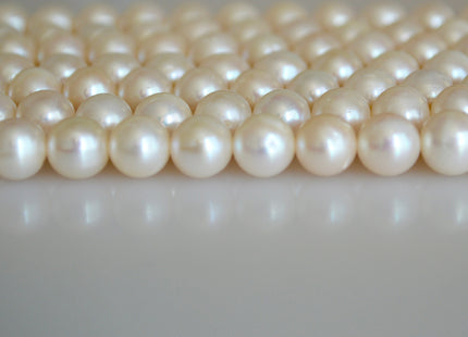 8 mm AA Semi Round Natural White Cultured Freshwater Pearls Genuine Natural Pearl Beads Lustrous Natural White Bridal Pearls #201