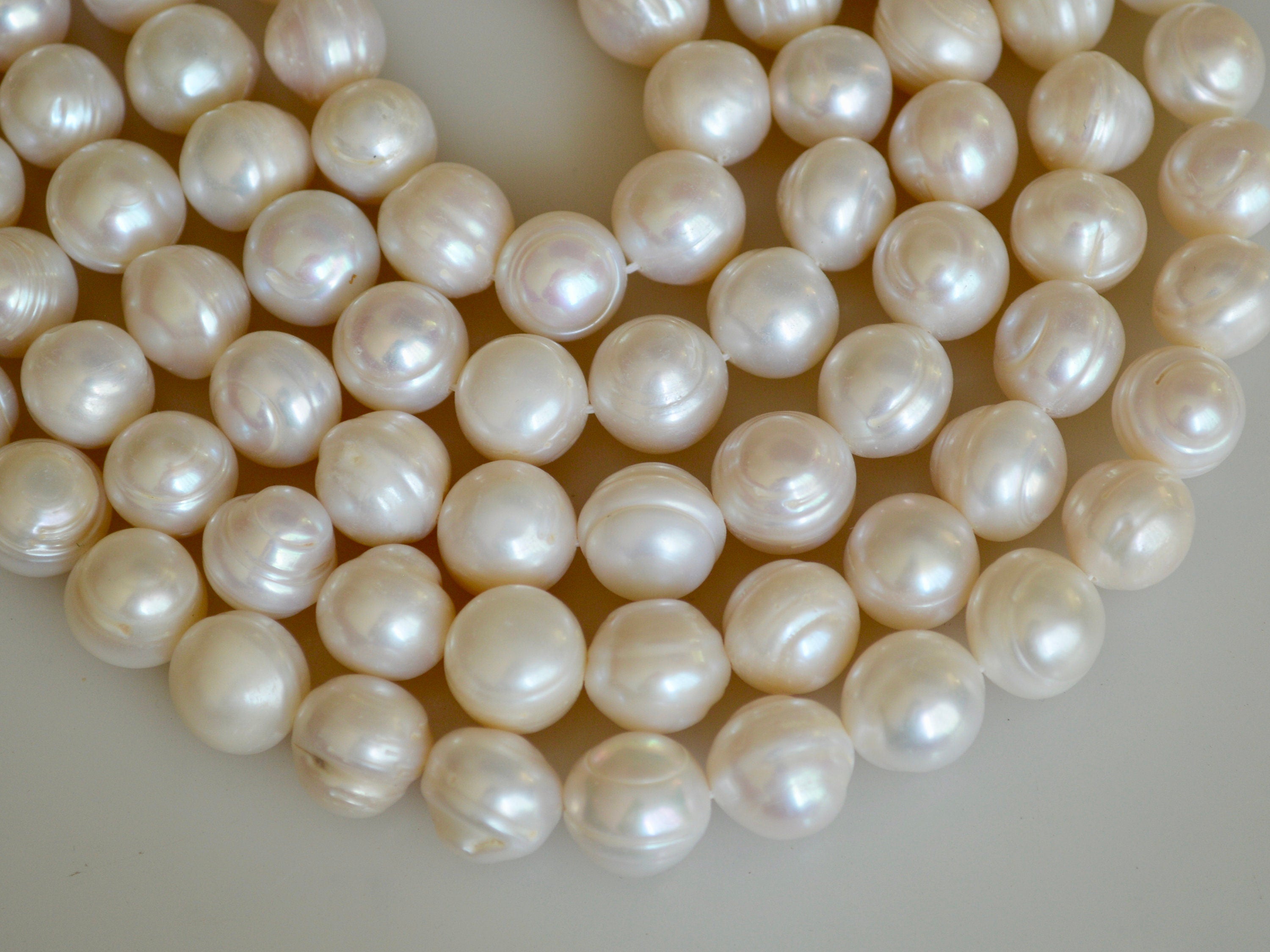 11-12 Mm Natural White Potato Ringed Freshwater Pearl Beads Genuine Natural  Pearl Beads Cultured Freshwater Pearls 38 Pieces P1472 