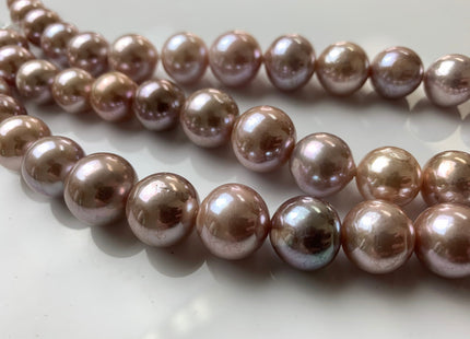 12-14 mm AAA Large Hole Half Strand Extra Shiny Natural Mauve Pink Freshwater Edison Pearl Bead 2.2 mm Hole #1220