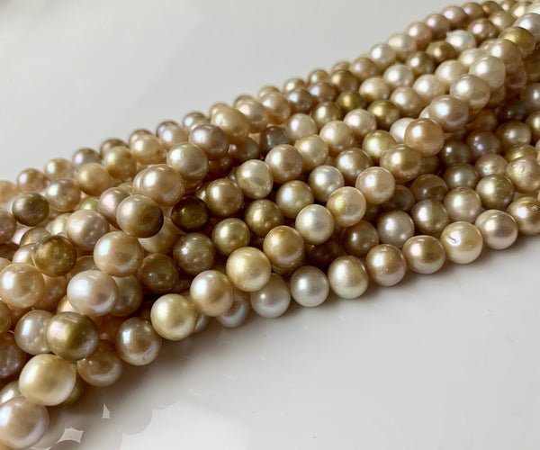 8-10 mm AA Natural Champagne Color Potato Freshwater Pearl Beads Genuine  Natural Freshwater Pearl Beads 50 Beads#P2199