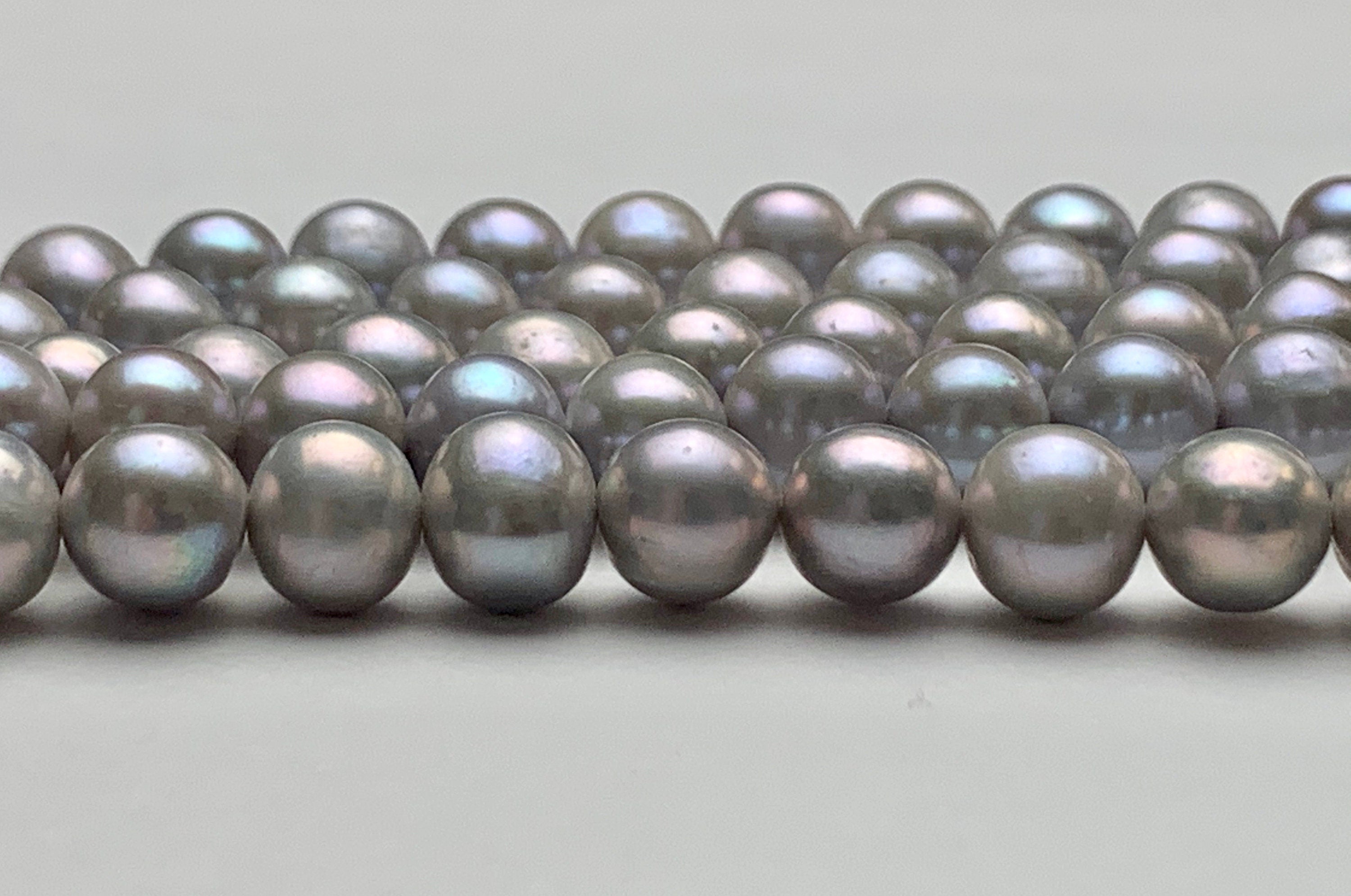 8-8.5 Mm AAA Gray Semi-round Freshwater Pearls Genuine Smooth and Round Pearl  Beads High Luster Pinkish Gray Color Freshwater Pearls 535 