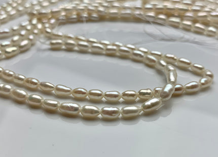 4x7 mm AA Tiny White Long Rice / Oval Freshwater Pearls Long Oval Shape Genuine Smooth And Shiny Freshwater Pearl Seed Beads #1413