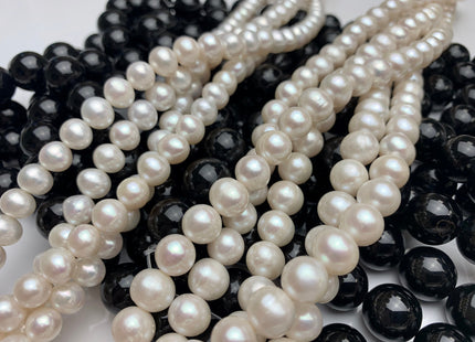 8 mm OR 9 mm Natural White Potato Freshwater Pearls Genuine Off Round Natural Pearl Beads High Luster White Cultured Freshwater Pearls #1440