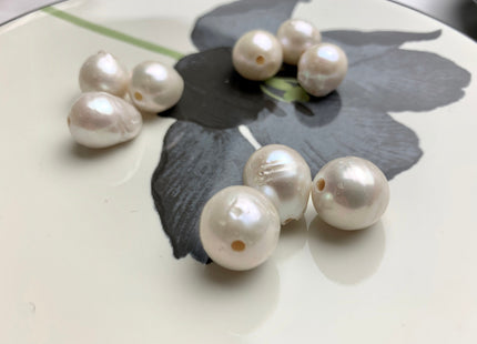 ONE Piece 12-13mm Or 13-14mm AA Large Hole Natural White Baroque Pearl  Beads Hole Size 2.2 mm Genuine Large Hole Baroque Pearls  #1454