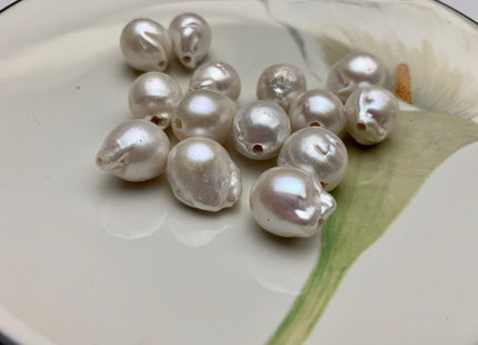 ONE Piece 12-13mm Or 13-14mm AA Large Hole Natural White Baroque Pearl  Beads Hole Size 2.2 mm Genuine Large Hole Baroque Pearls  #1454