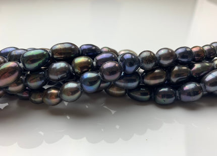 9x11 mm AA Large Hole Multi Navy Blue Rice/Oval Genuine Freshwater Pearl Beads 2.2 mm Hole Pearl Limited Edition Color Large Hole Bead #1336
