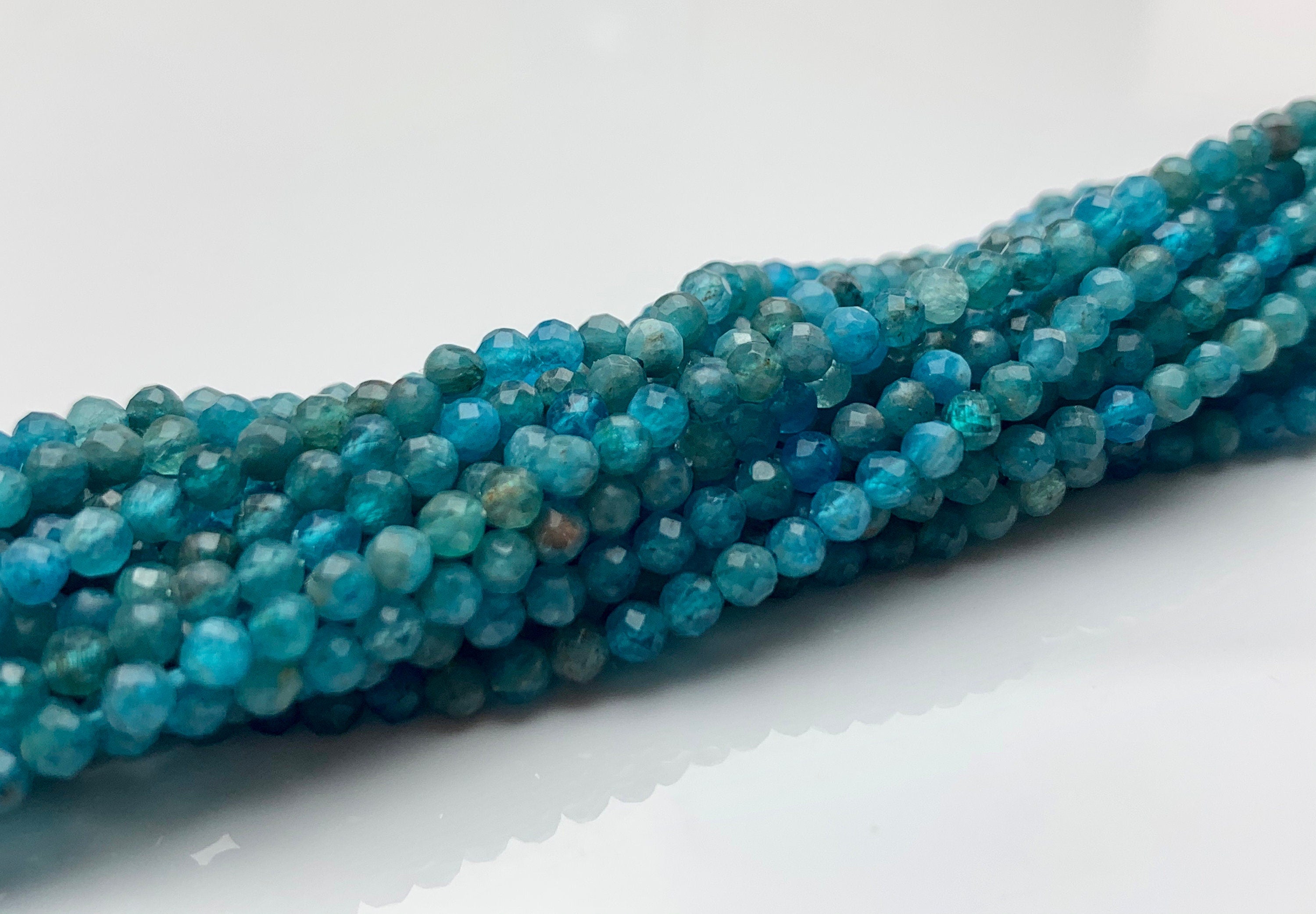 APATITE 3mm High Grade Faceted Gemstone Beads Strand