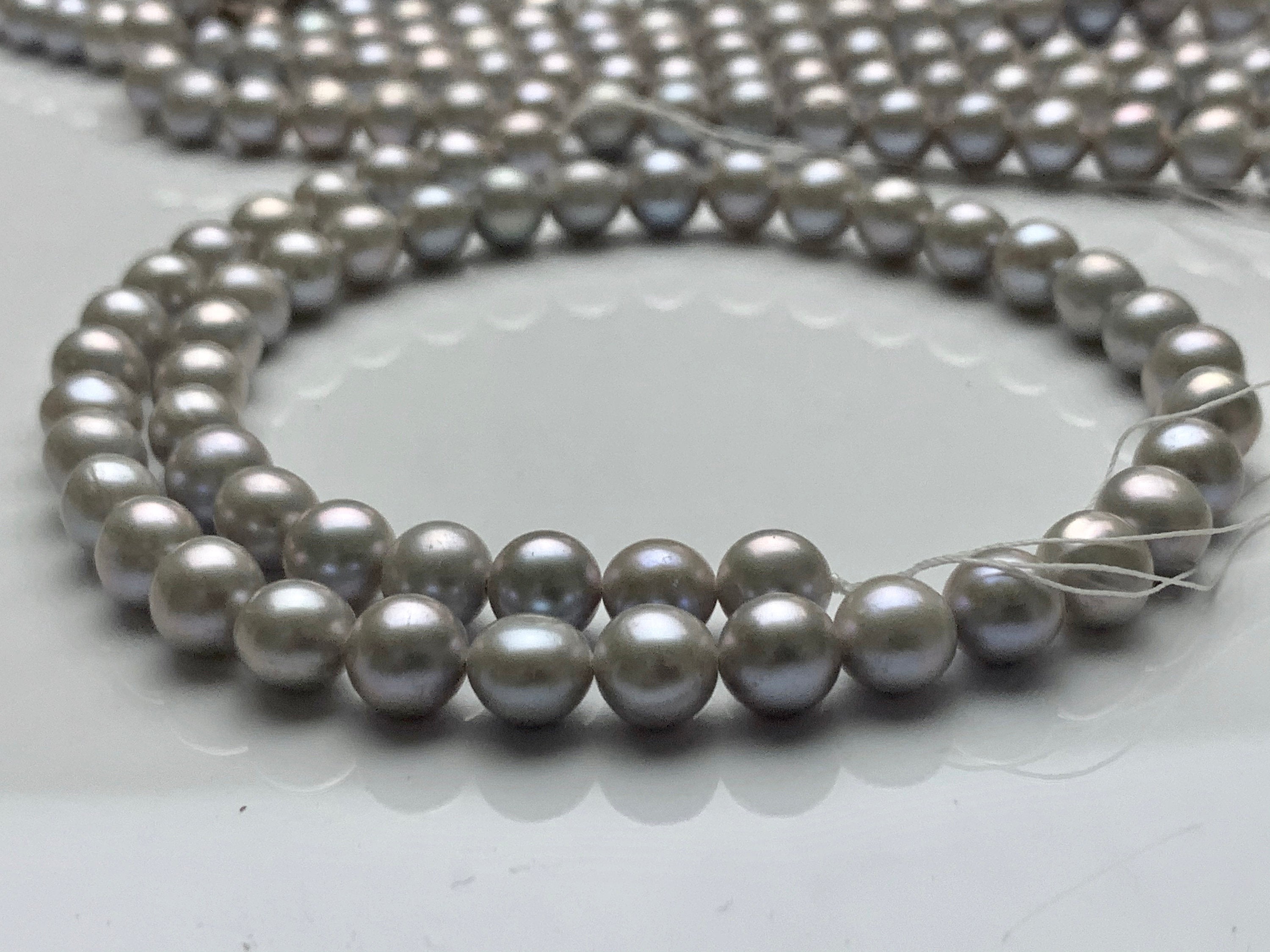 8-8.5 Mm AAA Gray Semi-round Freshwater Pearls Genuine Smooth and