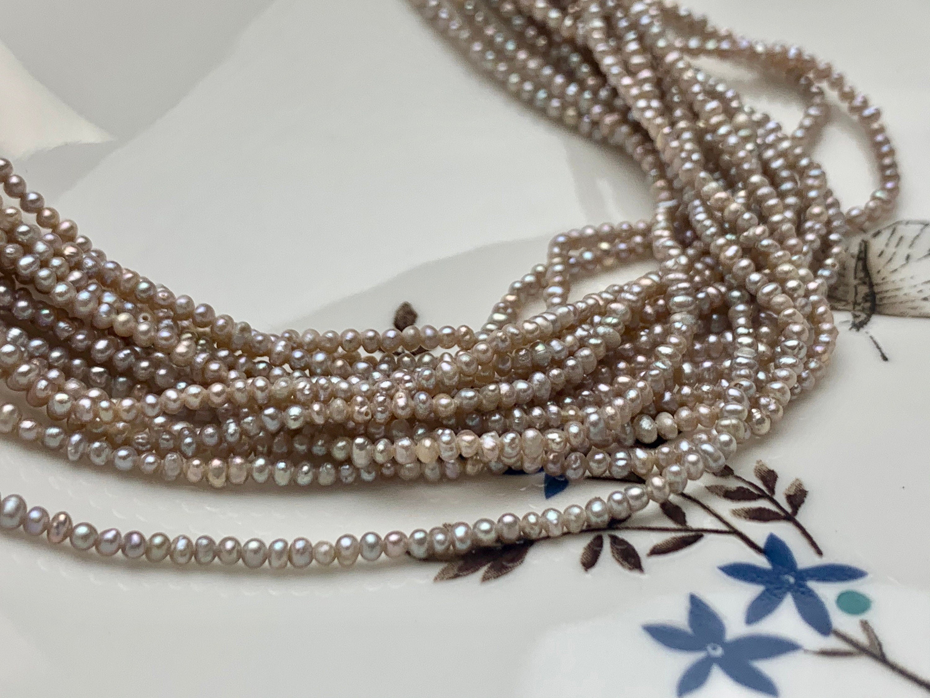 WHOLESALE 2 Mm Tiny Seed Pearl Beads Natural White Pink or Gray Color  Potato Freshwater Pearls Genuine Freshwater Pearl Seed Pearls 821 