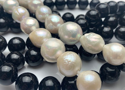 13-16.5 mm AAA  Half Strand Large Hole Natural Baroque Pearl 2.1 mm Hole, Natural  White  Jumbo Large Hole Baroque Pearl Beads #1012