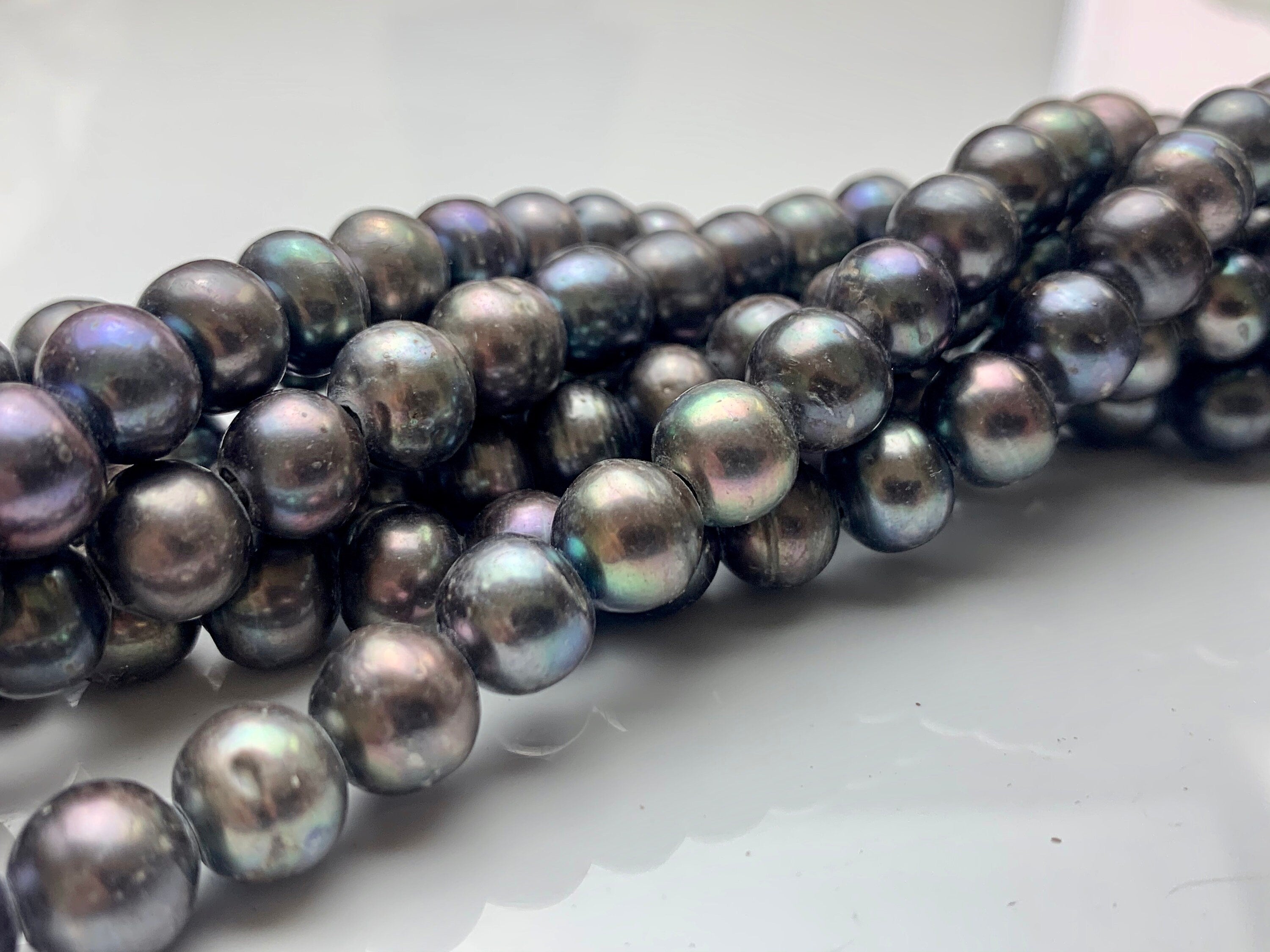 9-10 mm Large Hole Potato Gray Peacock Freshwater Pearl Beads Hole Size 2.2  mm Genuine Large Hole Freshwater Pearls #1563